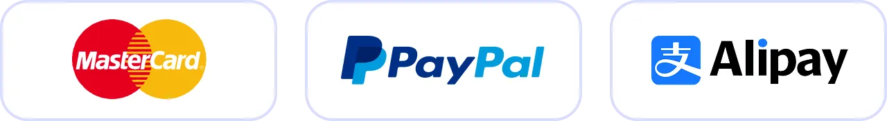 QuarkIP payment methods: MasterCard, PayPal, Alipay