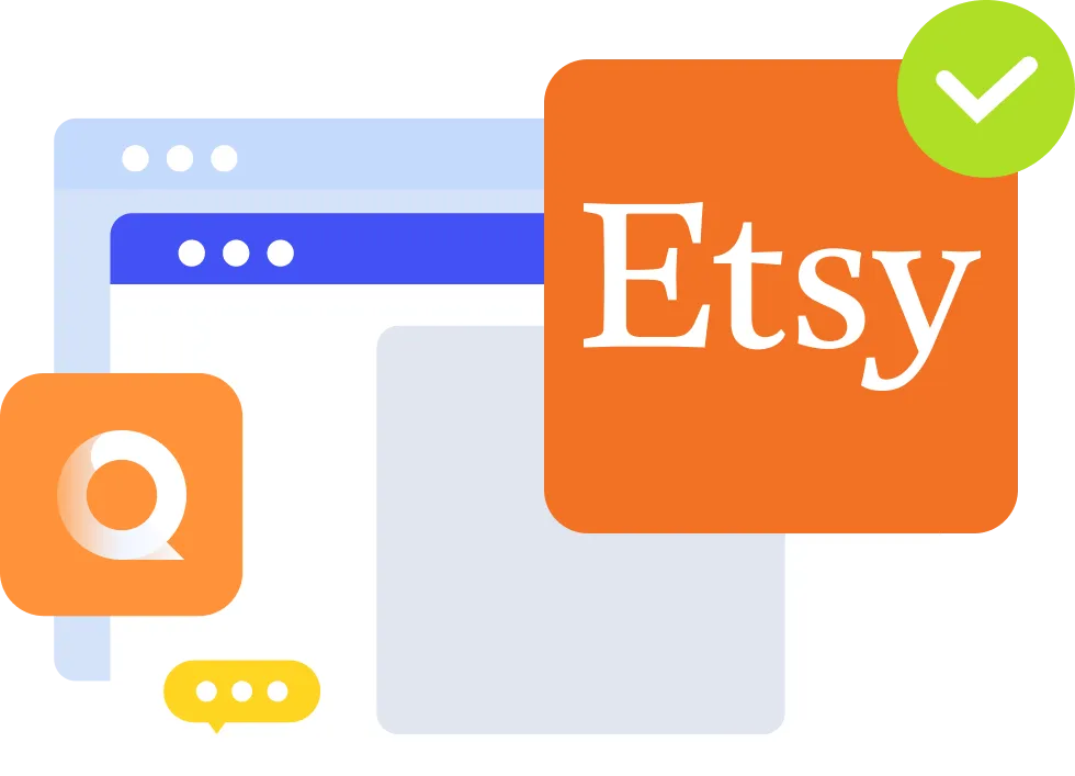 Quarkip Etsy proxies: Anonymous scraping/competitor research/anti-detection (light-blue ad with Etsy logos)